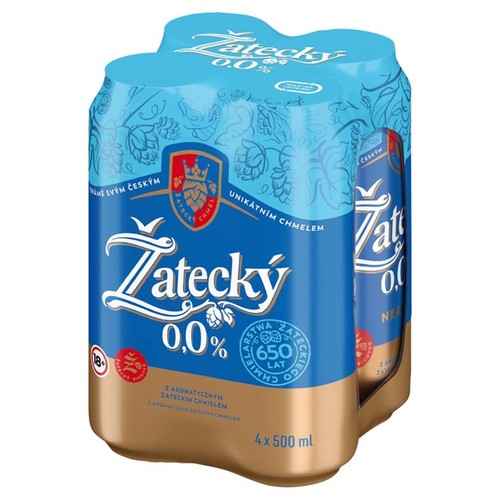 Piwo bezalkoholowe pasteryzowane alk.0.0% obj. Zatecky 4 x 500 ml