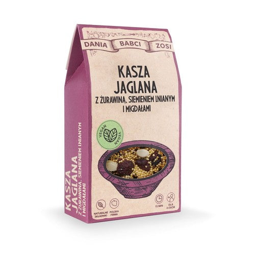 Kasza jaglana z żurawiną siemieniem lnianym i migdałami Dania Babci Zosi 2 x 125 g