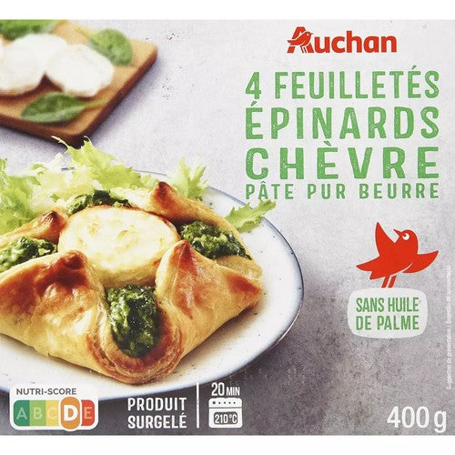 Ciastka francuskie ze szpinakiem i kozim serem 4 szt. Auchan 400 g